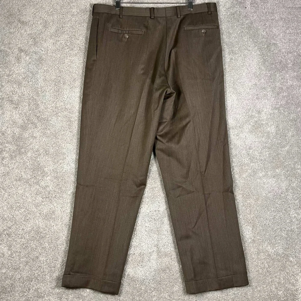 Lauren Ralph Lauren Mens Brown Wool Pleated Cuffed Dress Pants 38x30 Fits 37x29